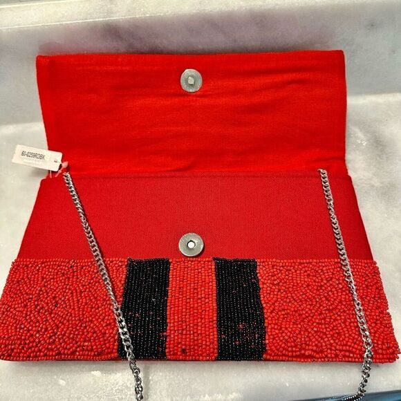 NWT Viola Game Day Beaded Chain Strap Clutch Convertible Crossbody Purse Red OS - Picture 5 of 6